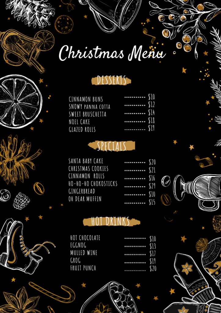 Christmas dishes course Menu Modelo de Design