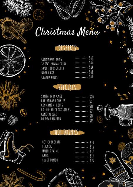 Christmas dishes course Menu Πρότυπο σχεδίασης