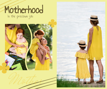 Beautiful Mother and Daughter Walking in Park Facebook Design Template