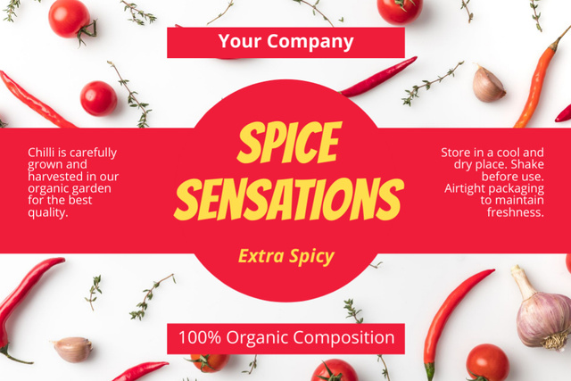 Designvorlage Extra Spicy Seasonings With Peppers Offer für Label