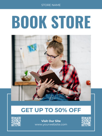 Get Your Discount at Bookstore Poster US Design Template
