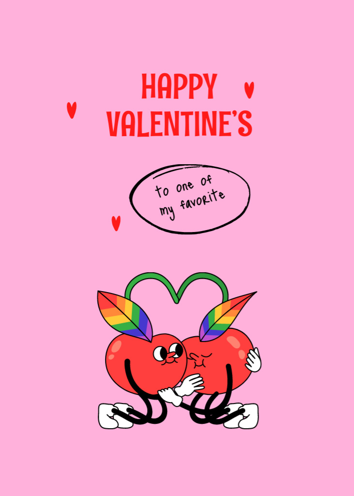 Cute Valentine's Day Holiday Greeting for LGBT Society Postcard 5x7in Vertical Tasarım Şablonu