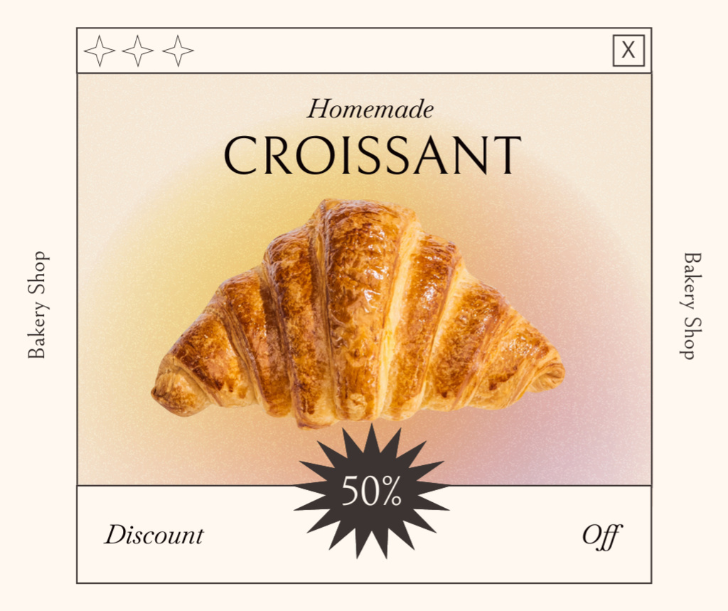 Designvorlage Discount on Homemade French Croissants für Facebook