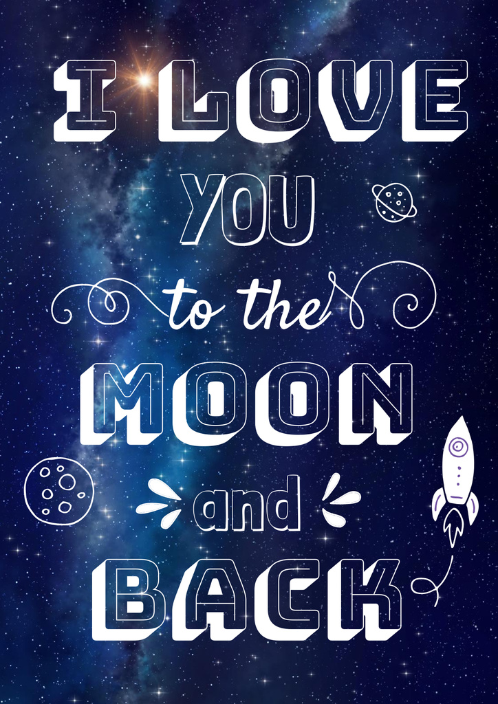 Motivational Love Quote on Night Sky Poster Tasarım Şablonu