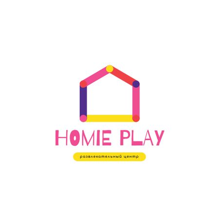 Развлекательный центр с красочным силуэтом дома Logo – шаблон для дизайна