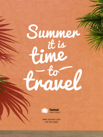 Plantilla de diseño de inspiración de viajes de verano en hojas de palma Poster US 