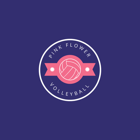 Volleyball Sport Club Emblem with Pink Ball Logo Design Template