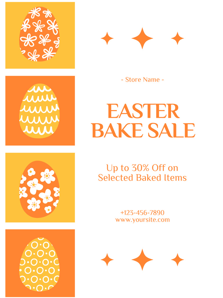 Easter Bake Sale Announcement with Painted Easter Eggs Collage Poster US Πρότυπο σχεδίασης