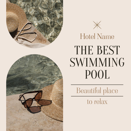 Luxury Hotel Ad with Best Swimming Pool Animated Post Design Template