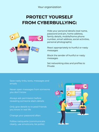 Template di design Lista di controllo per la protezione dal cyberbullismo Poster US