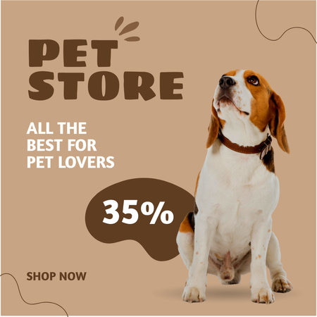 Pet Shop Ad with Cute Dog Instagram Tasarım Şablonu