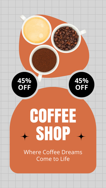 Premium Coffee Selection With Discounts Instagram Story Πρότυπο σχεδίασης