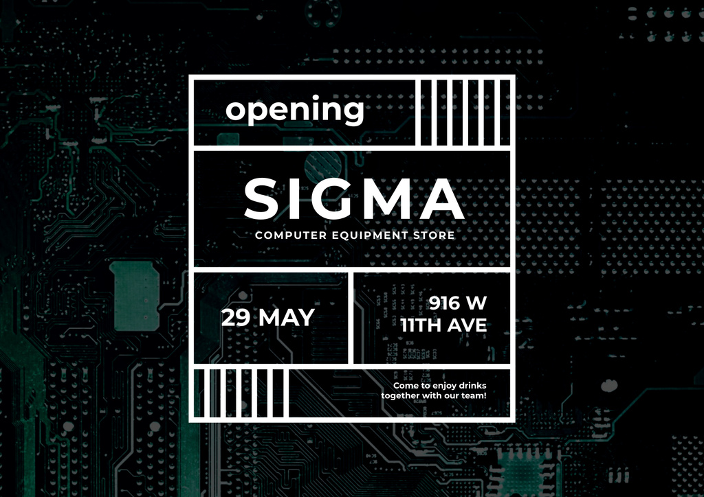 Designvorlage Opening of Computer Equipment Store für Poster A2 Horizontal