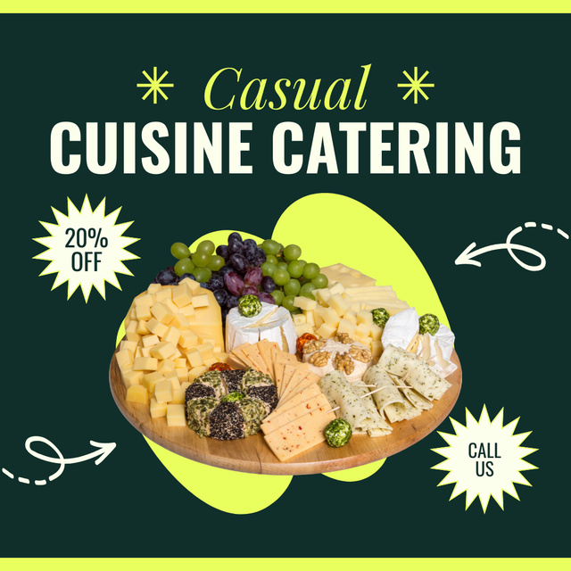 Casual Catering Services with Cheese Plate Instagram AD Tasarım Şablonu