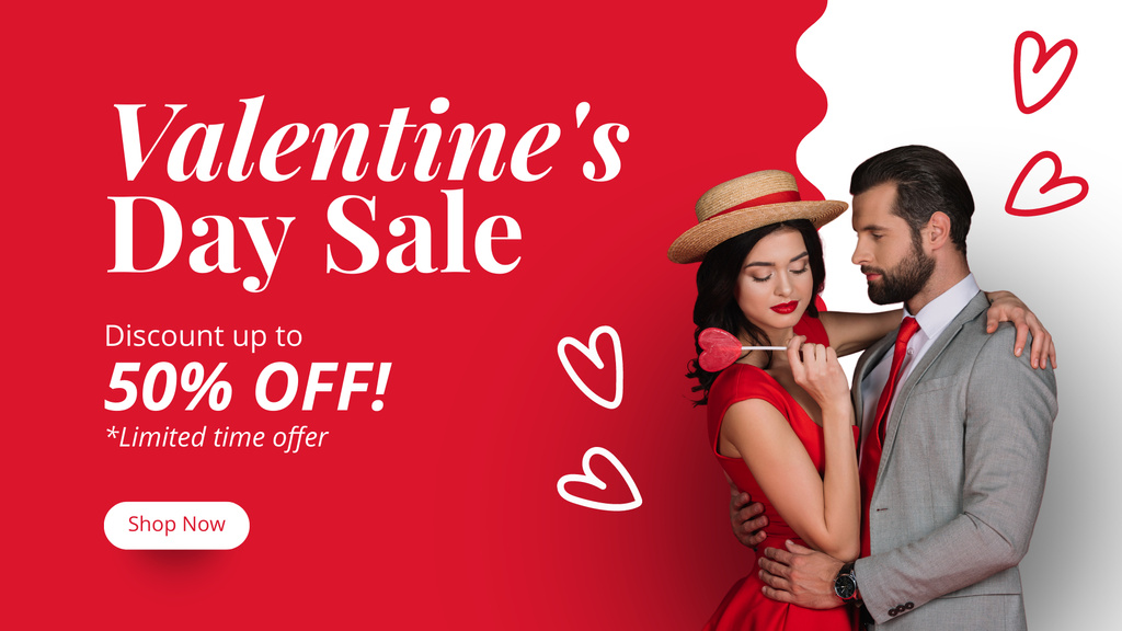 Plantilla de diseño de Flirtatious Valentine's Day Sale with Couple in Love FB event cover 