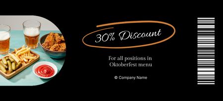 Designvorlage Tasty Dish with Discount on Oktoberfest für Coupon 3.75x8.25in