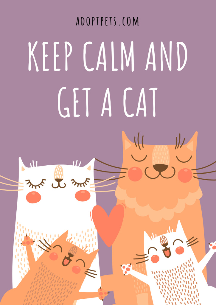Cute Phrase with Family of Cats Poster A3 Modelo de Design