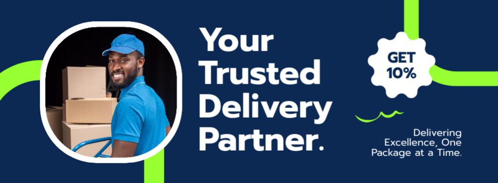Plantilla de diseño de Discount on Services of Trusted Delivery Partners Facebook cover 