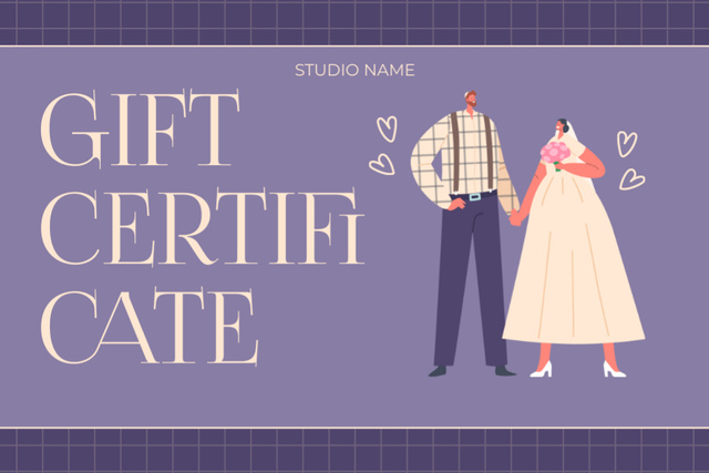 Designvorlage Studio Offer for Wedding Gown Rental für Gift Certificate