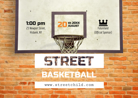 Street Basketball Game Invitation Flyer A6 Horizontal Design Template