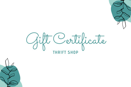 Ontwerpsjabloon van Gift Certificate van Thrift shop minimal elegant