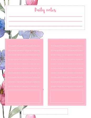 Daily Note with Bright Watercolor Flowers Notepad 107x139mm Design Template