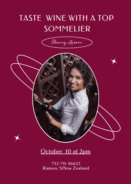 Wine Tasting Offer with Woman Sommelier Invitationデザインテンプレート