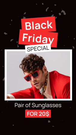 Designvorlage Black Friday-Sonderverkauf mit stilvollen Menschen in Sonnenbrillen für Instagram Video Story