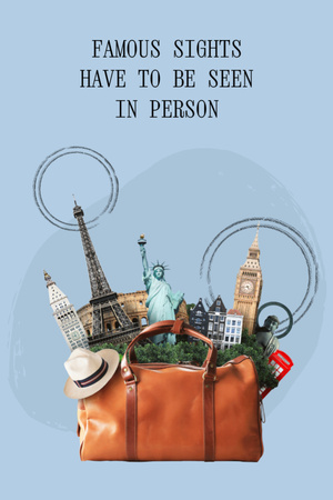 Plantilla de diseño de Travel Tour Offer with Tiny Sights in Luggage Postcard 4x6in Vertical 