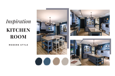 Modern Klasik Mutfak Odası İlhamı Mood Board Tasarım Şablonu