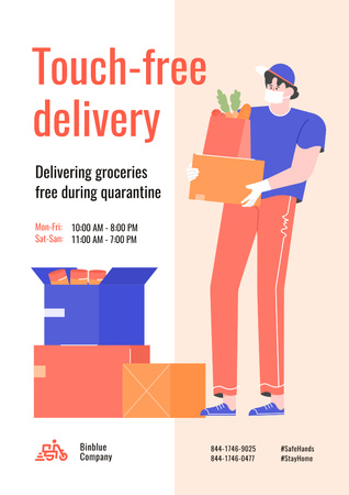 Touch-free Delivery Services Poster Šablona návrhu