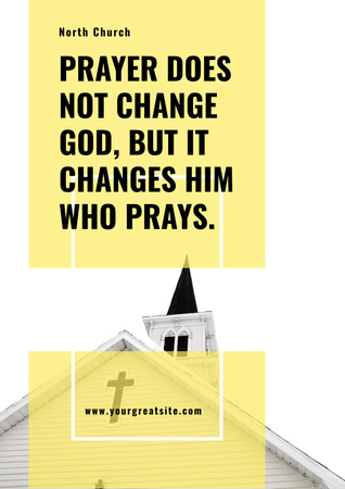 Citação sobre oração no fundo da foto da igreja Poster Modelo de Design