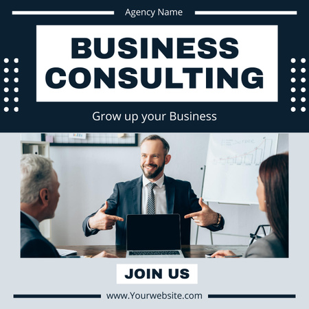 Team on Business Consulting in Office LinkedIn post Design Template