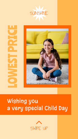 Happy Girl on Children's Day Instagram Video Story Modelo de Design