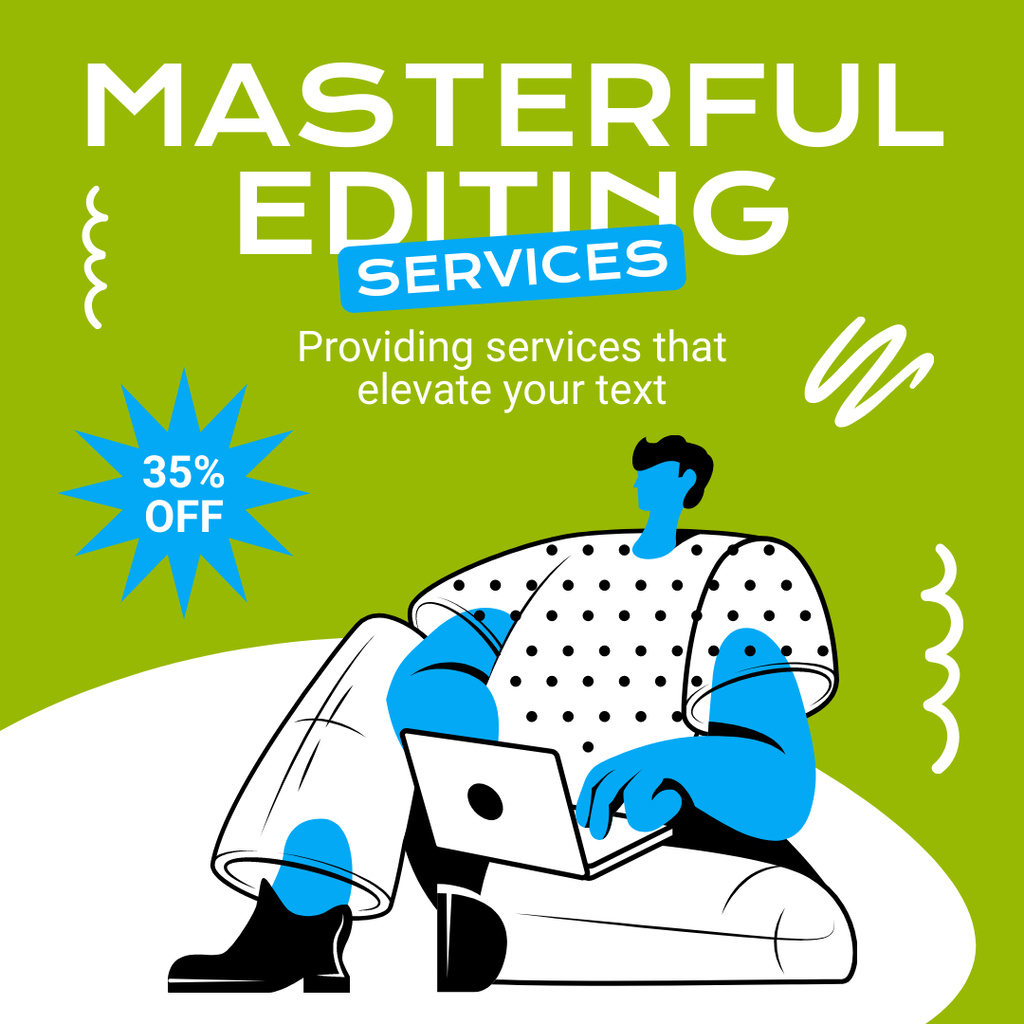 Ontwerpsjabloon van Instagram van Skillful Editing Service Offer With Discounts