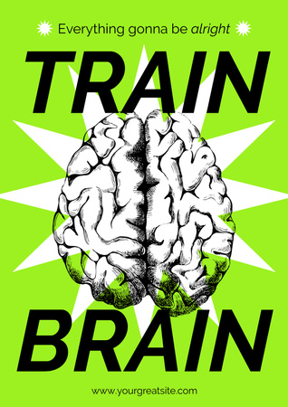 Designvorlage Funny Inspiration with Brain Illustration für Poster