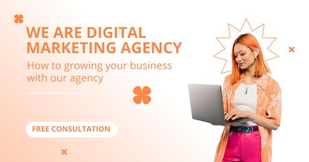 Plantilla de diseño de Agencia de marketing digital vibrante con consulta gratuita Facebook AD 