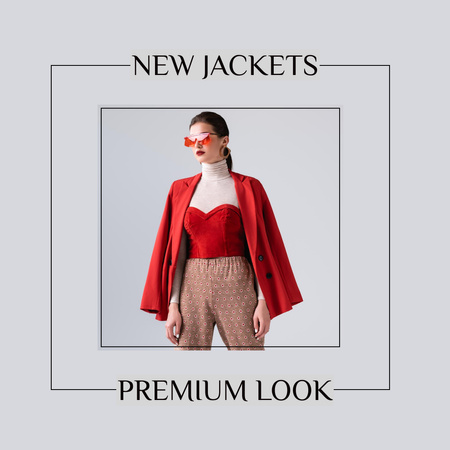 Szablon projektu Woman Jacket Collection with Lady in Red Corset Instagram