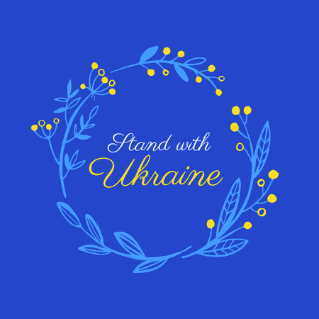 Awareness about War in Ukraine with Flower Wreath Instagram Modelo de Design