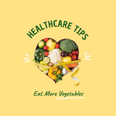 Ontwerpsjabloon van Instagram van Healthcare Tips with Fresh Vegetables