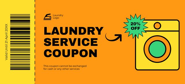 Offer Discounts on Best Laundry Service Coupon 3.75x8.25in Šablona návrhu