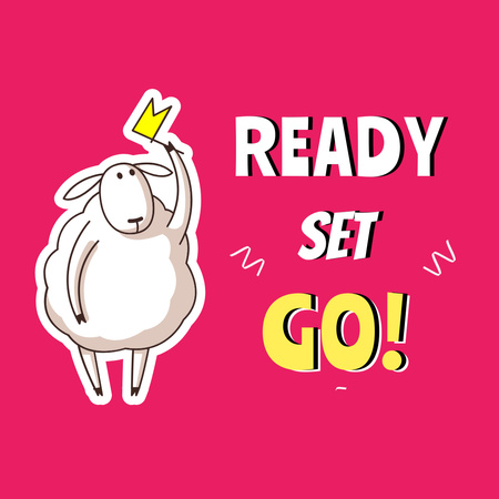 Cute Sheep holding Flag Animated Post Design Template
