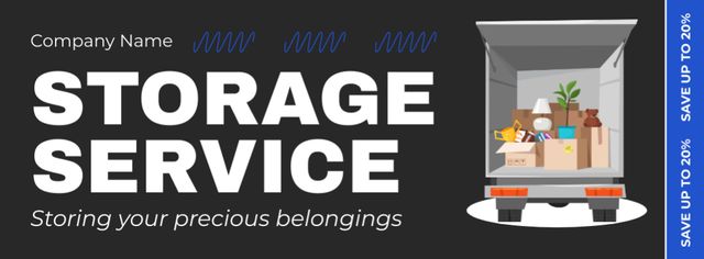 Storage Services Ad with Stuff in Truck Facebook cover tervezősablon