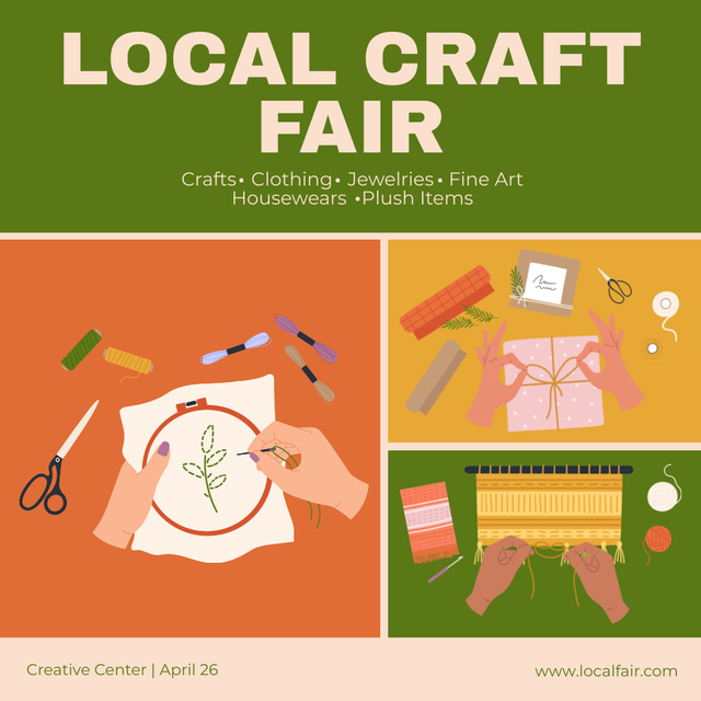 Szablon projektu Local Craft Fair Announcement with Various Hobbies Instagram