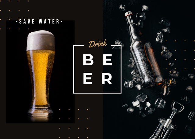 Fresh beer in glass Postcard – шаблон для дизайну