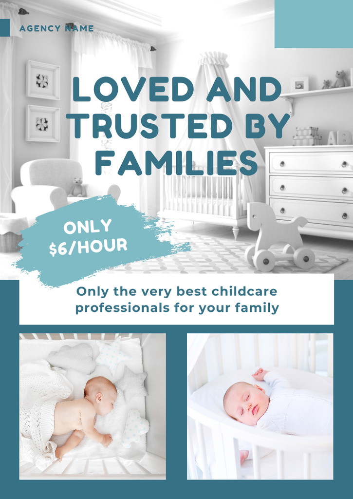 Trusted Babysitting Service Promotion Poster A3 Πρότυπο σχεδίασης