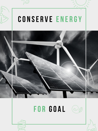 Wind Turbines and Solar Panels Poster US Design Template