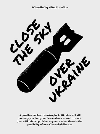 Sivillerin Korunması İçin Ukrayna Üzerindeki Gökyüzünün Kapatılması Çağrısı Poster US Tasarım Şablonu