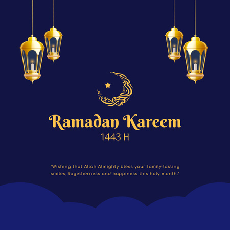 Ramazan için Fenerli Gece Gökyüzü Instagram Tasarım Şablonu