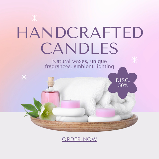 Huge Discount on Unique Handmade Candles Animated Post Design Template